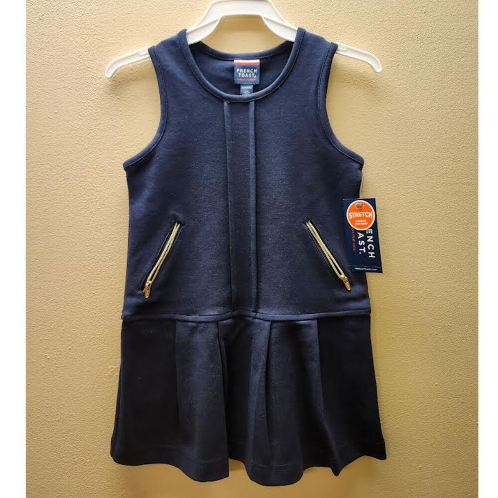 French Toast SY9247 Girls Seamed Jumper w/Zipper Pocket Design Navy